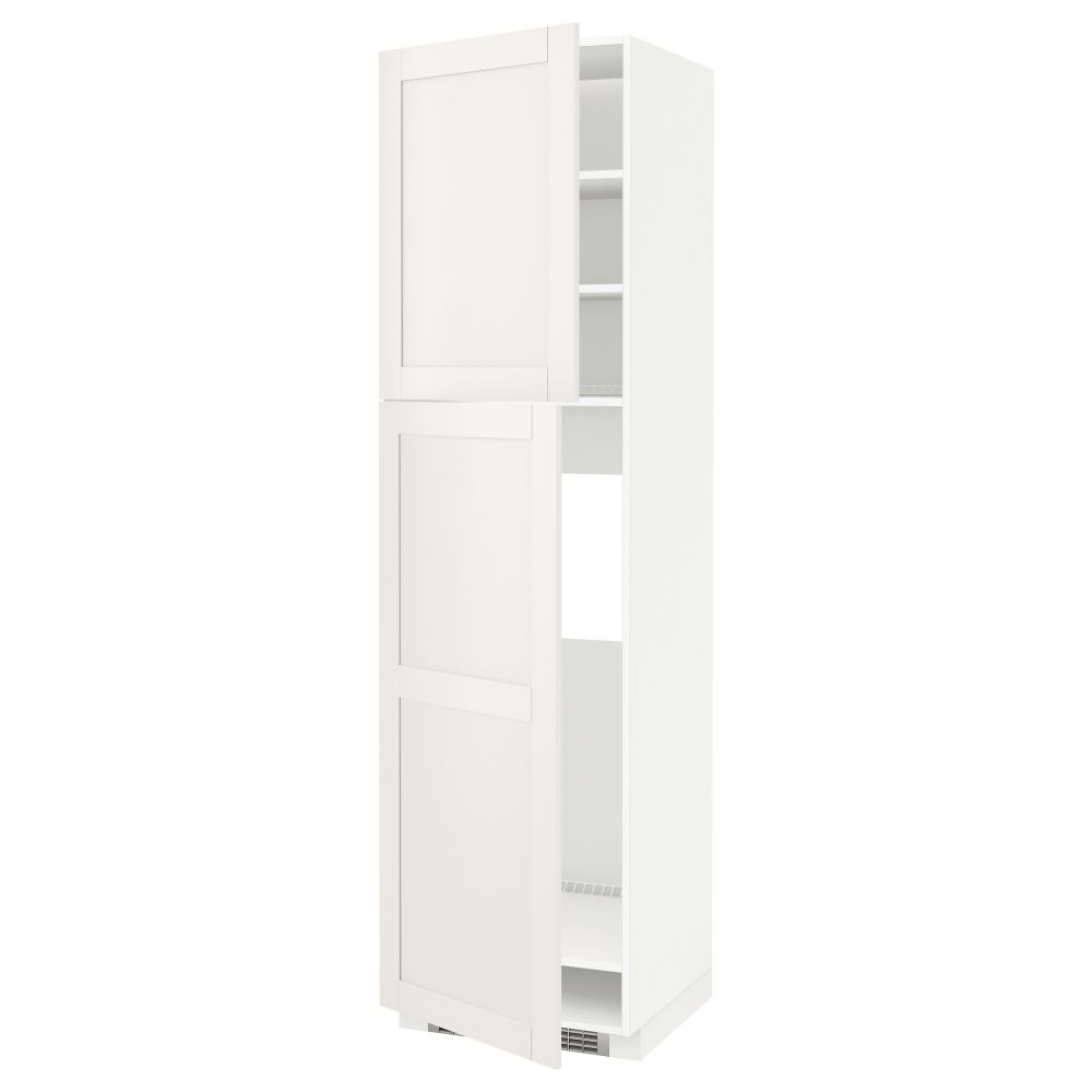 Высокий шкаф для холодильника, 2 дверцы МЕТОД, белый, Сэведаль белый - схема-чертеж с размерами