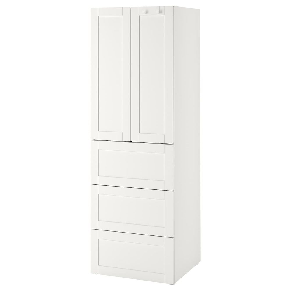 Гардероб, белый с рамой/с 3 ящиками 60x42x181 см IKEA SMÅSTAD СМОСТАД / OPPHUS ОПХУС 994.263.82 - фото 1