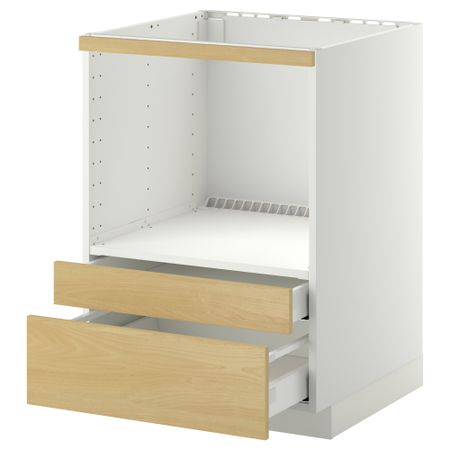Напольный шкаф для комбинирования СВЧ, ящики МЕТОД / МАКСИМЕРА, белый, Тингсрид береза (60x60 см)