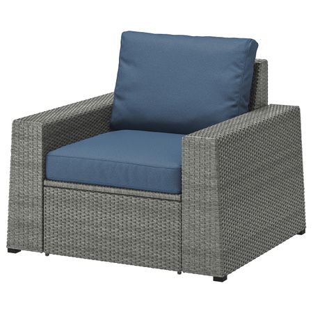 Садовое кресло, темно-серый/ФРЁСЁН/ДУВХОЛЬМЕН синий IKEA SOLLERÖN СОЛЛЕРОН 292.877.42