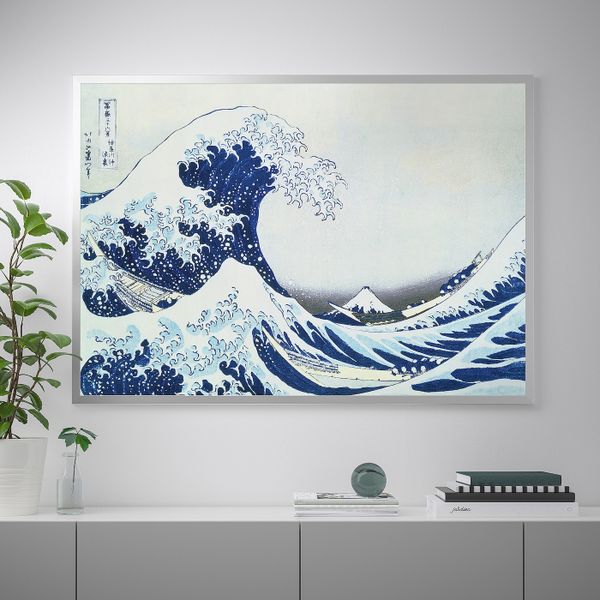 Картина с рамой, Японская волна, цвет алюминия 140x100 см IKEA БЬЁРКСТА 692.978.24 - фото 3