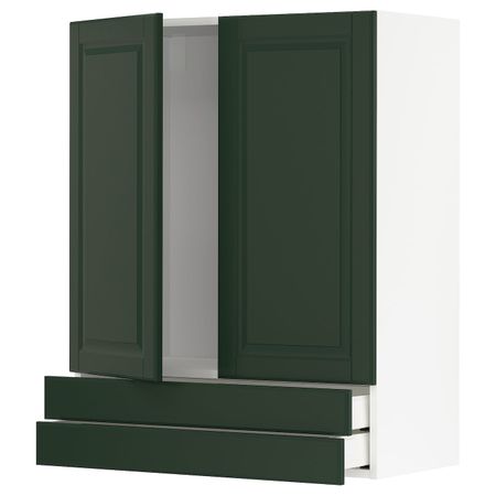 Навесной шкаф/2дверцы/2ящика, белый/Будбин темно-зеленый 80x100 см IKEA METOD МЕТОД / MAXIMERA МАКСИМЕРА 893.123.76