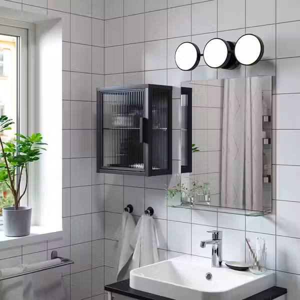 MOSSJÖN Навесной шкаф со стеклянной дверью - антрацит 36x18x44 см - фото 2