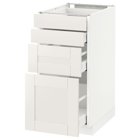 Напольный шкаф 4 фронтальных панели, 4 ящика МЕТОД / МАКСИМЕРА, белый, Сэведаль белый