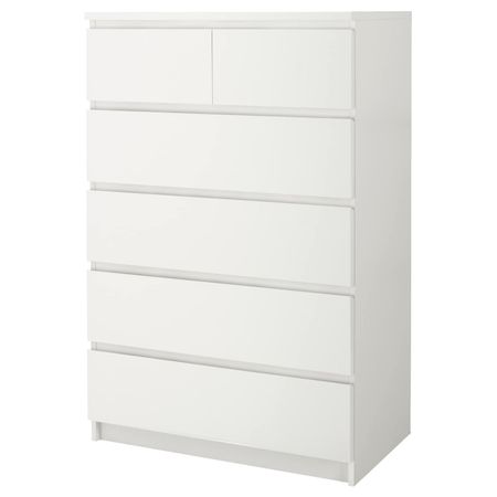 Комод с 6 ящиками, белый 80x123 см IKEA MALM МАЛЬМ 103.685.97