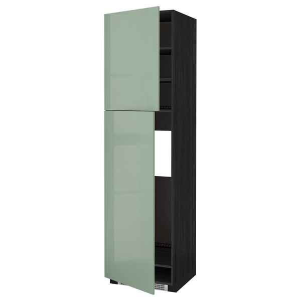 Высокий шкаф для холодильника, 2 дверцы МЕТОД, черный, Калларп светло-зеленый - схема-чертеж с размерами