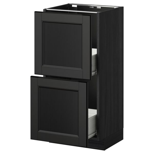 Напольный шкаф с 2 ящиками МЕТОД / ФОРВАРА, черный, Лаксарби черно-коричневый - схема-чертеж с размерами