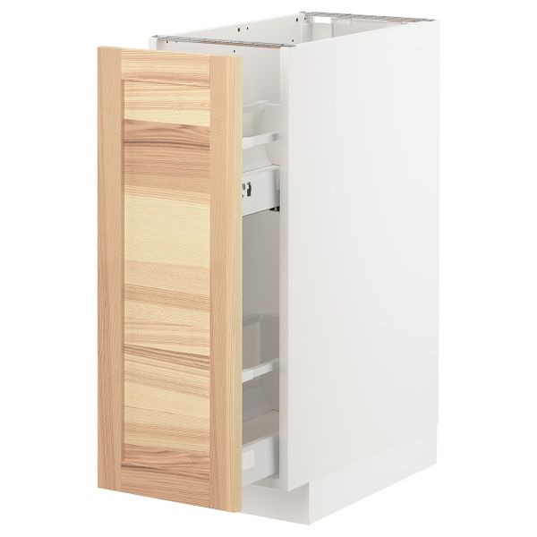 Напольный шкаф, выдвижной внутри элем, белый/Торхэмн ясень 30x60 см IKEA METOD МЕТОД 493.015.77 - фото 1