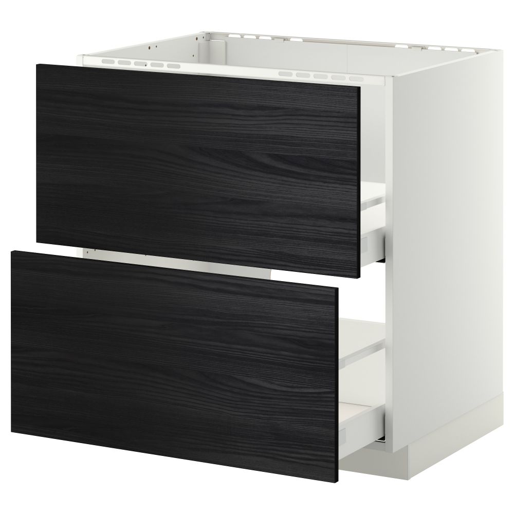 Напольный шкаф под мойку + 2 фронтальных панели, 2 ящика МЕТОД / МАКСИМЕРА, белый, Тингсрид черный - схема-чертеж с размерами