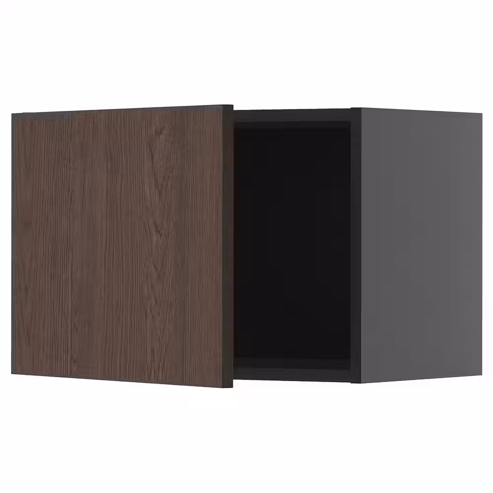 METOD Навесной шкаф - черно-серый/Sinarp коричневый 60x40 см - фото 1