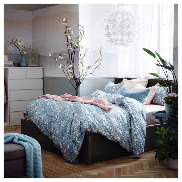 Кровать с подъемным механизмом, черно-коричневый 160x200 см IKEA MALM МАЛЬМ 404.048.05 - фото 2