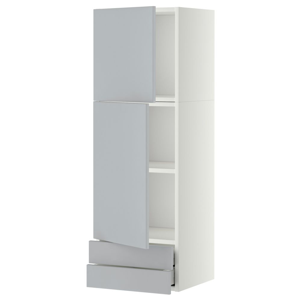 Навесной шкаф, 2 дверцы, 2 ящика МЕТОД / МАКСИМЕРА, белый, Веддинге серый - фото 1