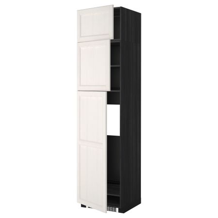Высокий шкаф для холодильника, 3 дверцы МЕТОД, черный, Лаксарби белый (60x60x240 см)