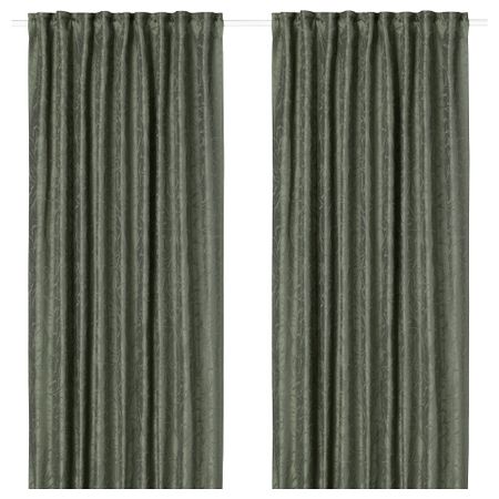 Гардины, 1 пара ФРИТСЕ, зеленый (145x300 см)