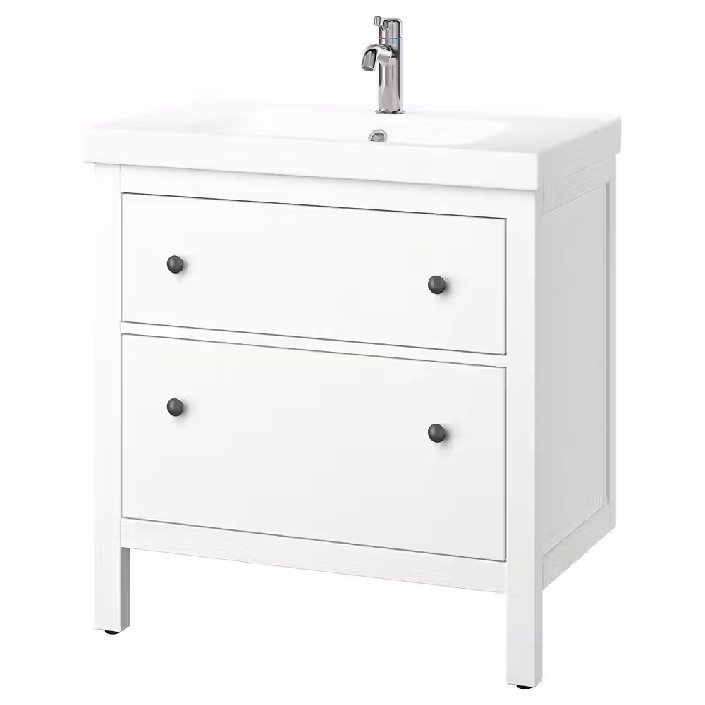 HEMNES / ORRSJÖN ОРРШЁН Шкаф с ящиками/раковина/смеситель - фото 1