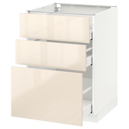 Напольный шкаф с 3 ящиками МЕТОД / МАКСИМЕРА, белый, Рингульт кремовый
