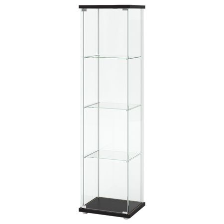Шкаф-витрина, черно-коричневый 43x163 см IKEA DETOLF ДЕТОЛЬФ 703.833.59