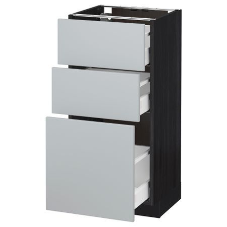 Напольный шкаф с 3 ящиками МЕТОД / МАКСИМЕРА, черный, Веддинге серый