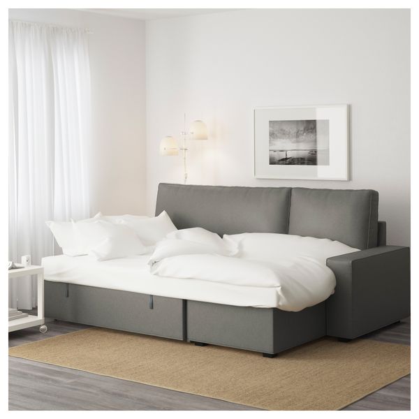 Диван-кровать с козеткой ВИЛАСУНД, Бурред серо-зеленый - фото 4