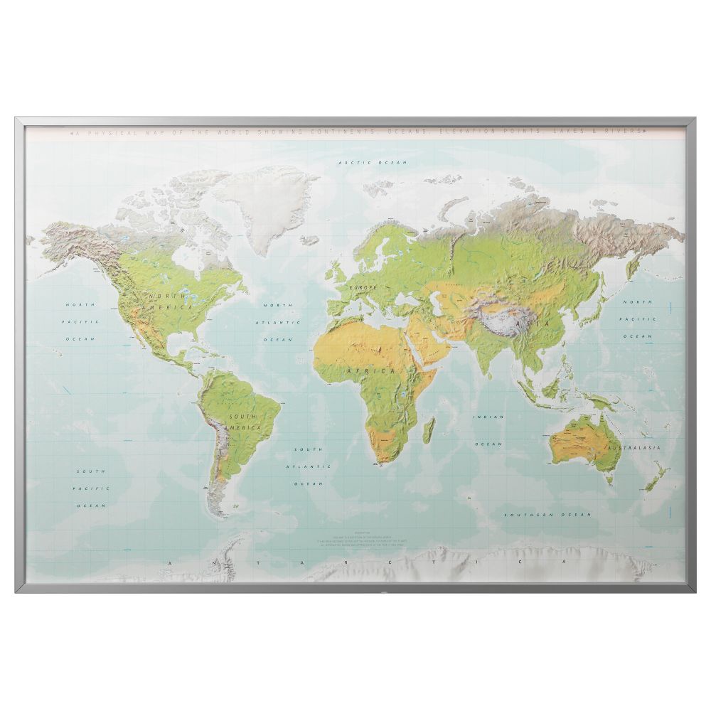 Картина с рамой БЬЁРКСТА, Планета Земля, цвет алюминия (200x140 см) - фото 1