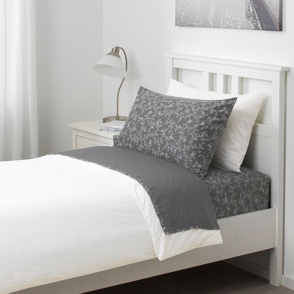 Простыня натяжная, с цветочным орнаментом 160x200 см IKEA KOPPARRANKA КОППАРРАНКА 404.334.69 - схема-чертеж с размерами