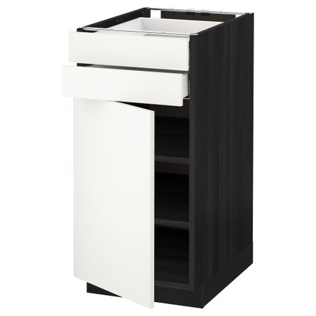 Напольный шкаф с дверцей, 2 ящиками МЕТОД / МАКСИМЕРА, черный, Хэггеби белый