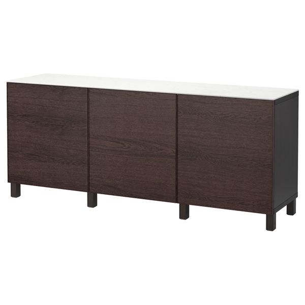 Комбинация для хранения с дверцами БЕСТО, черно-коричневый, Инвикен черно-коричневый (180x42x74 см) - фото 1