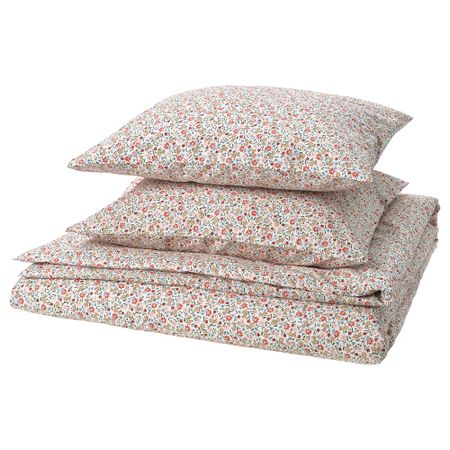 Пододеяльник и 2 наволочки, белый, цветочный орнамент, 200x200, 50x60 см IKEA GULLNATTLJUS 506.000.66