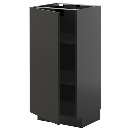 METOD Напольный шкаф с полками - черно-серый/Nickebo матовый антрацит 40x37 см