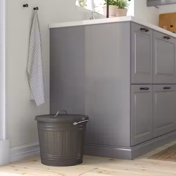 KNODD Ведро с крышкой - серый 16 л - схема-чертеж с размерами