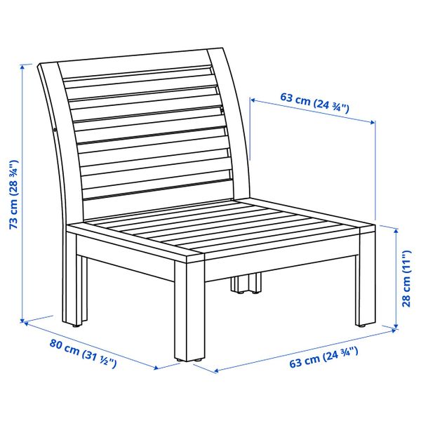1-местная секция, садовая, коричневая морилка IKEA ÄPPLARÖ ЭПЛАРО 203.763.42 - схема-чертеж с размерами