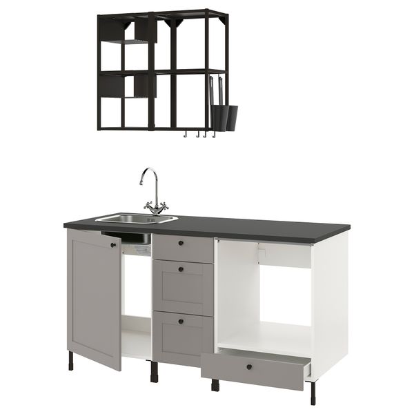 Кухня, 163x63.5x222 см, антрацит/серый каркас IKEA ENHET 393.374.40 - фото 2