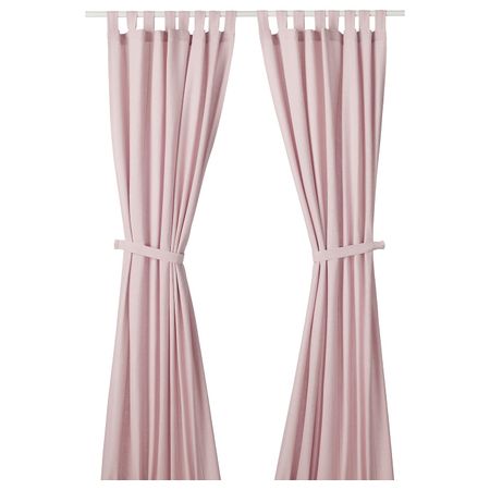 Гардины с прихватом, 2 шт., светло-розовый 140x300 см IKEA LENDA ЛЕНДА 204.444.78