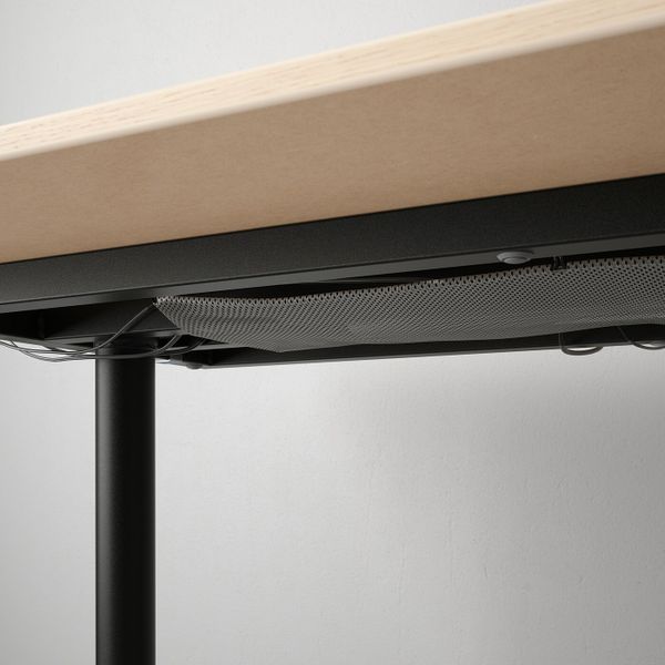 Стол с экраном, дубовый шпон, беленый, черный 160x160 55 см IKEA БЕКАНТ 992.879.27 - фото 3