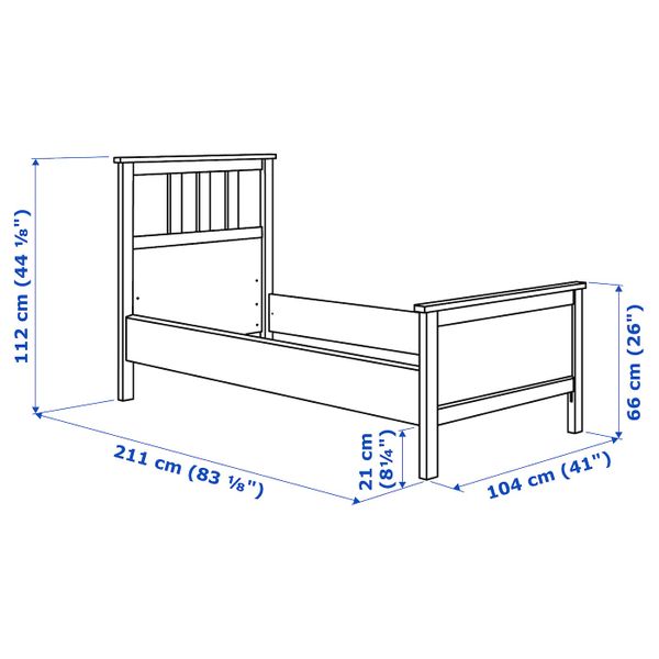 Каркас кровати, белая морилка/Лурой 90x200 см IKEA HEMNES ХЕМНЭС 392.108.08 - схема-чертеж с размерами