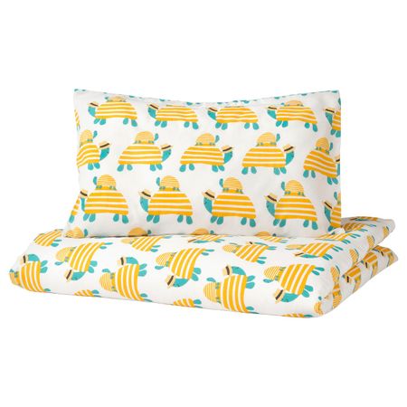 Пододеяльник и наволочка для/кроватки, черепаха желтый 110x125/35x55 см IKEA RÖRANDE РЁРАНДЕ 804.625.44