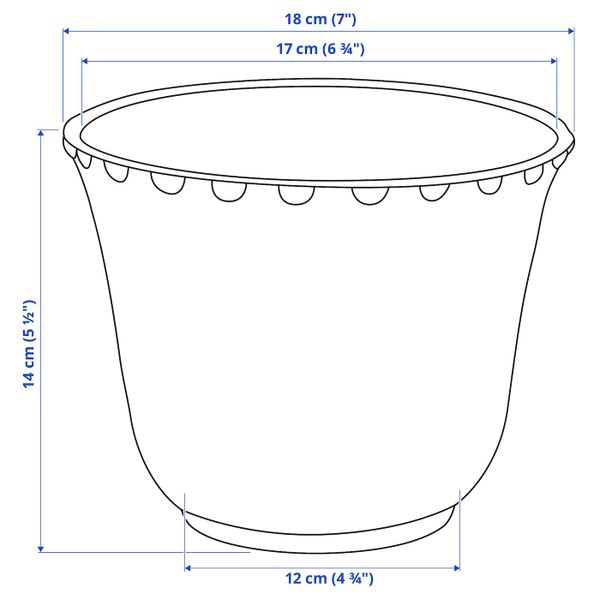 Кашпо, для дома, улицы зеленый 12 см IKEA SHARONFRUKT ШАРОНФРУКТ 304.815.83 - схема-чертеж с размерами