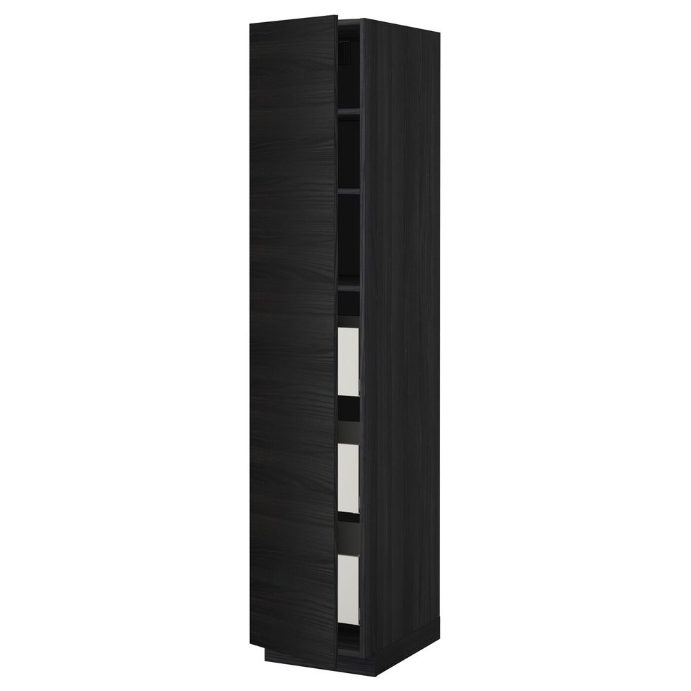 Высокий шкаф с ящиками, черный, Тингсрид черный 40x60x200 см IKEA МЕТОД / МАКСИМЕРА 293.622.89 - фото 1