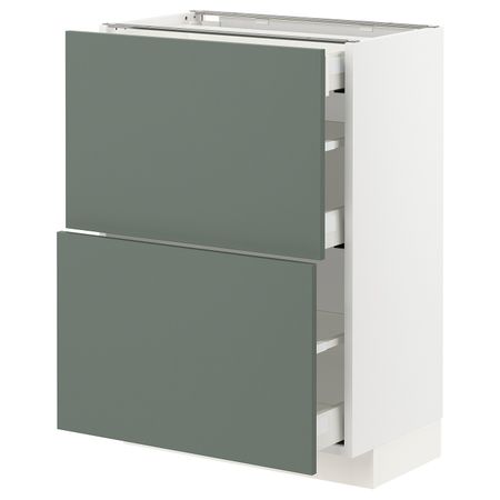 Напольный шкаф/2фасада/3ящика, белый/Бодарп серо-зеленый 60x37 см IKEA METOD МЕТОД / MAXIMERA МАКСИМЕРА 793.167.37