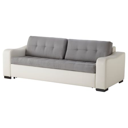 Диван-кровать 3-местный ЛИАРУМ / ЛЭННЭС, Оннарп серый, Бумстад белый