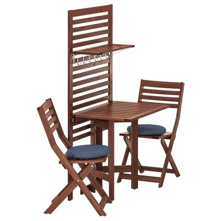 Панель + стол + 2 стула, коричневая морилка/ФРЁСЁН/ДУВХОЛЬМЕН синий IKEA ЭПЛАРО 293.246.45