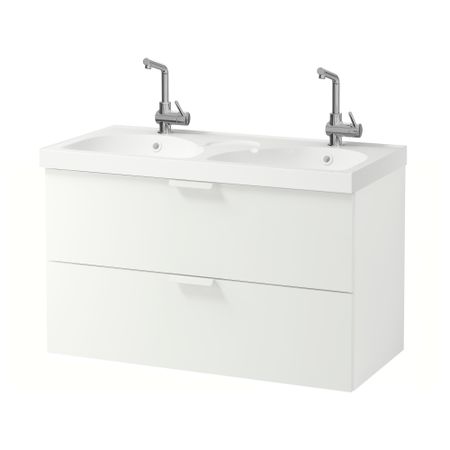 Шкаф для раковины с 2 ящиками ГОДМОРГОН / ЭДЕБОВИКЕН, белый (100x49x64 см)