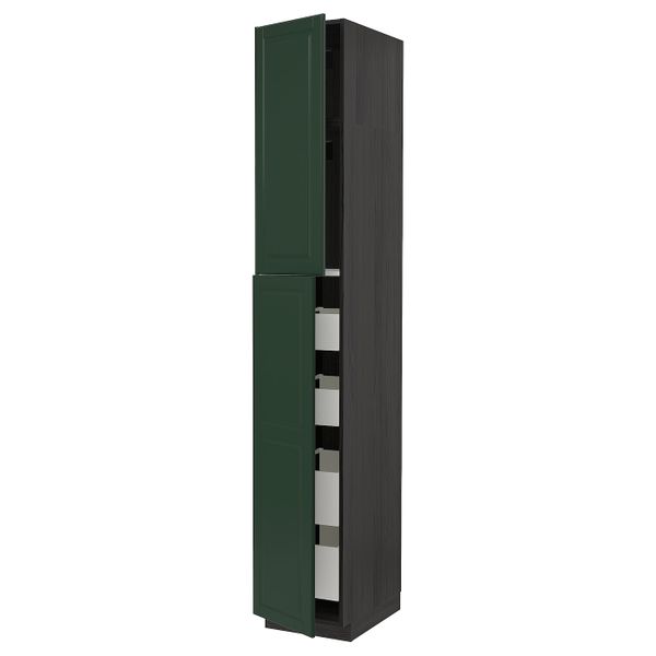 Высокий шкаф/2дверцы/4ящика, черный, Будбин темно-зеленый, 40x60x240 см IKEA МЕТОД / МАКСИМЕРА 393.147.59 - схема-чертеж с размерами