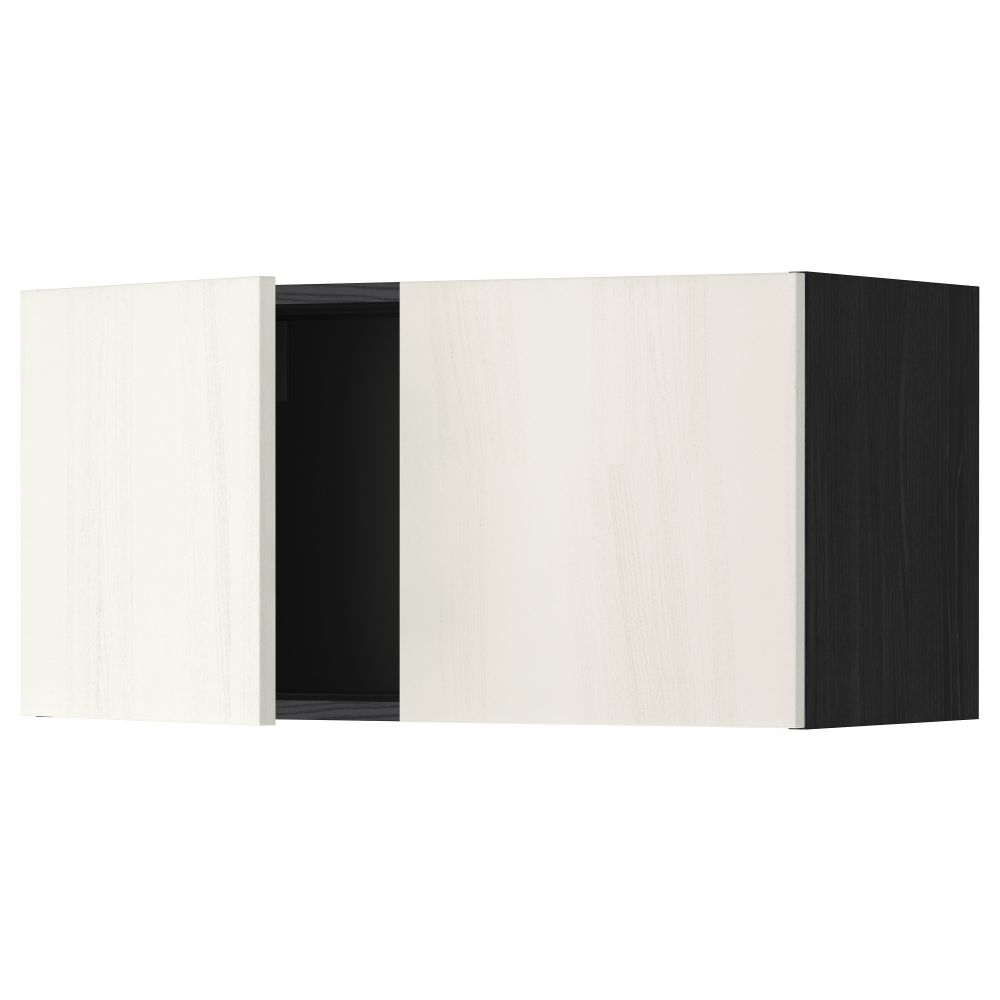 Навесной шкаф с 2 дверями МЕТОД, черный, Росдаль белый (80x40 см) - схема-чертеж с размерами