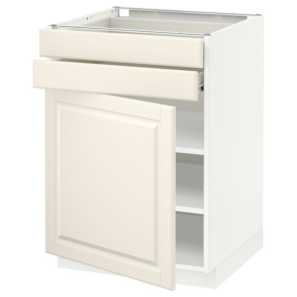 Напольный шкаф с дверцей, 2 ящиками МЕТОД / ФОРВАРА, белый, Будбин белый с оттенком - схема-чертеж с размерами