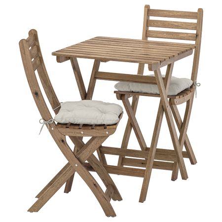 Стол+2стула,д/сада, серо-коричневая морилка/Куддарна серый IKEA ASKHOLMEN АСКХОЛЬМЕН 792.861.51