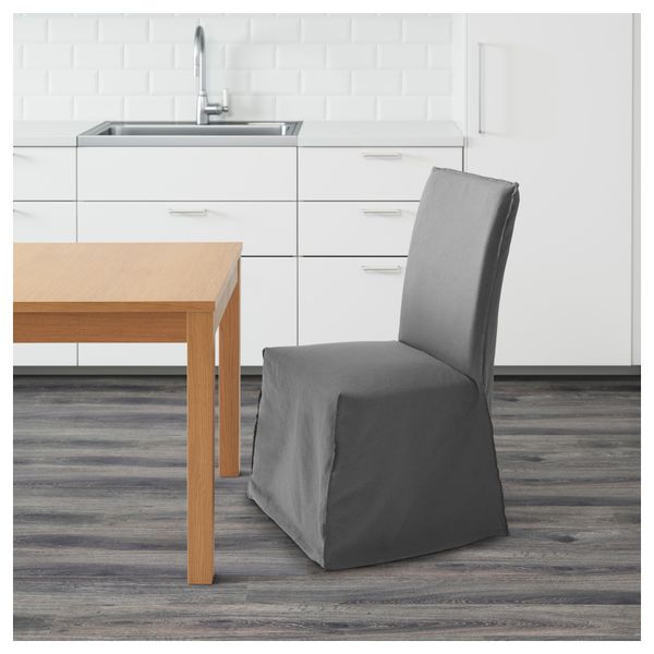 Стул с длинным чехлом ХЕНРИКСДАЛЬ, дуб, Рисане серый - фото 2