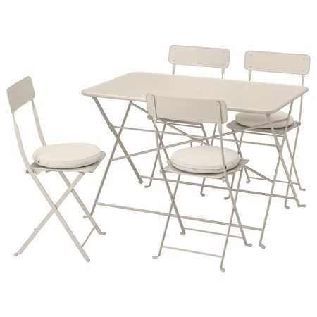 Стол + 4 складных стула, для/сада, бежевый/ФРЁСЁН/ДУВХОЛЬМЕН бежевый IKEA САЛЬТХОЛЬМЕН 292.709.73