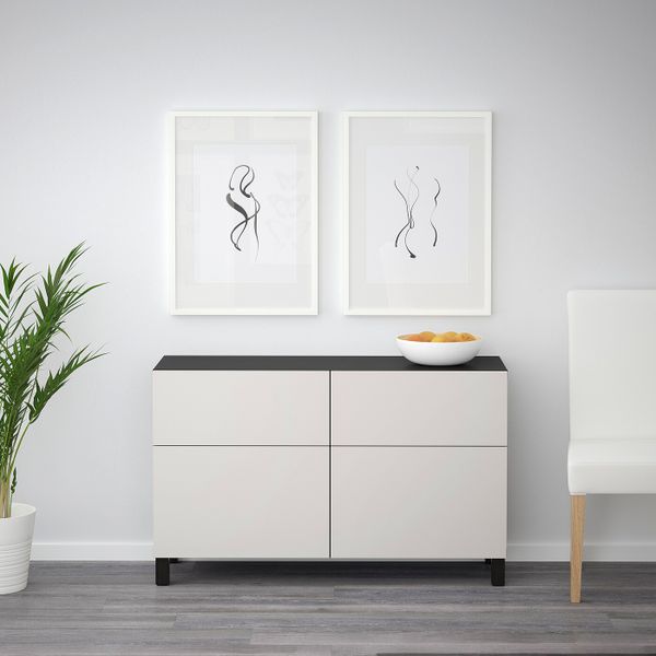 Комбинация для хранения с дверцами/ящ, черно-коричневый/Лаппвикен светло-серый 120x40x74 см IKEA БЕСТО 292.492.36 - фото 3