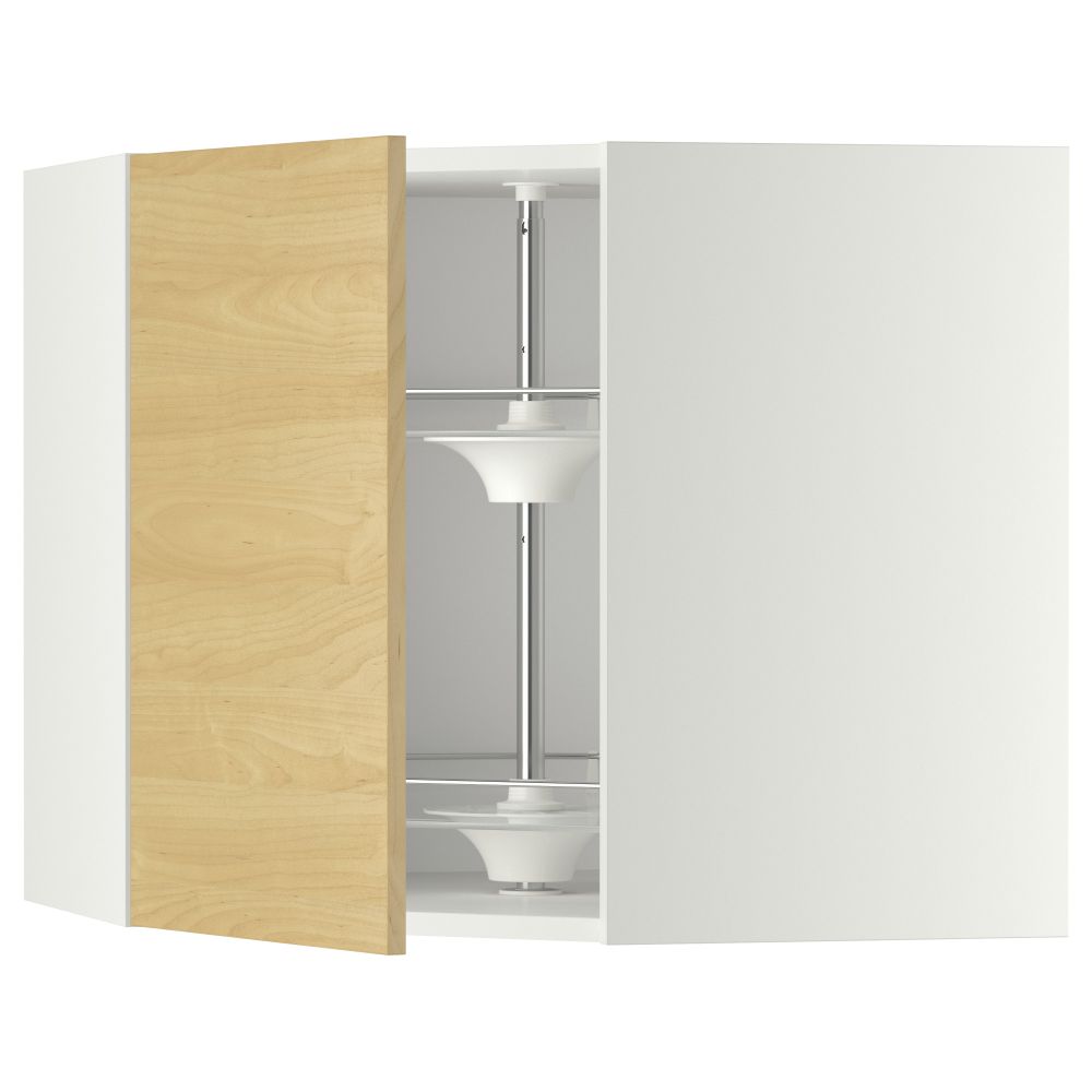 Угловой навесной шкаф с вращающейся секцией МЕТОД, белый, Тингсрид береза - схема-чертеж с размерами